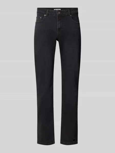 Jeansy o kroju slim fit z elastycznej mieszanki bawełny z szlufkami na pasek Review czarne