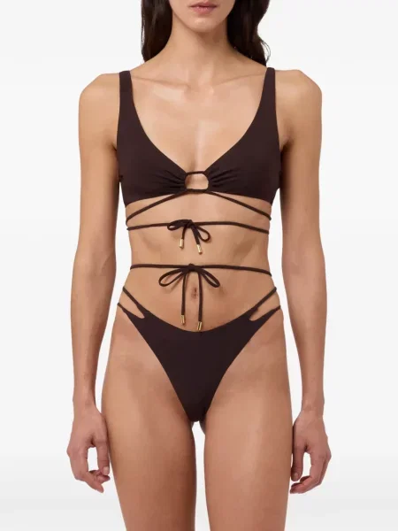 Top Moschino cu legături plic maro