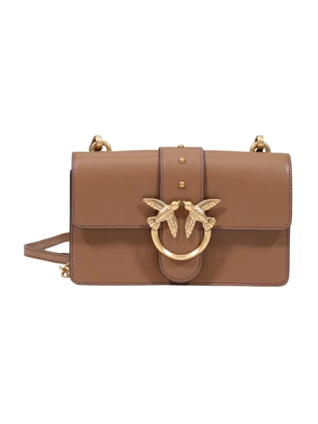 Pinko torebka crossbody skórzana beżowa