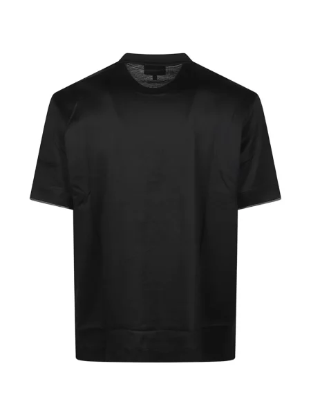 Тениска Emporio Armani с кръгло деколте с автограф черно