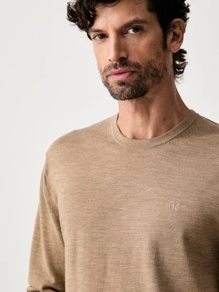 Calvin Klein pulóver férfi gyapjú barna