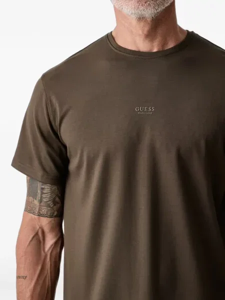 Tricou Guess cu imagine cu decolteu rotund maro