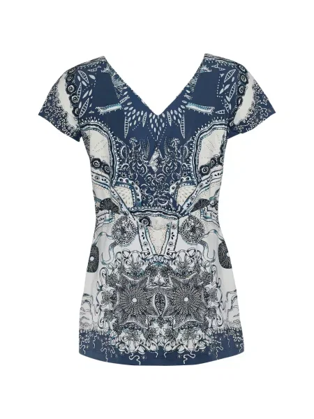Bluză Roberto Cavalli cu imagine albastru
