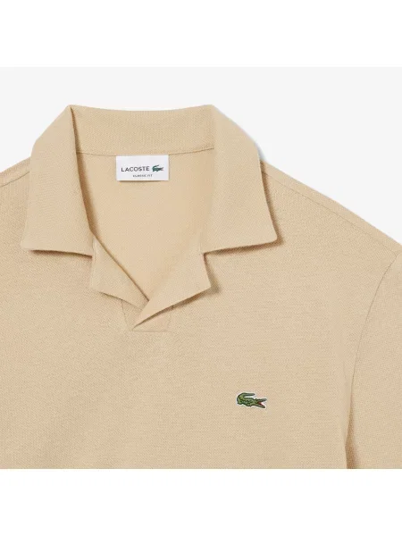 Lacoste Lniana Koszulka Polo Classic Fit beżowa