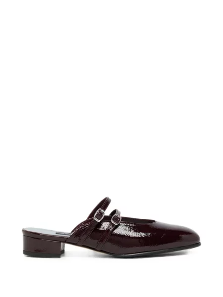 Papuci tip mules Carel Paris din piele de lac maro