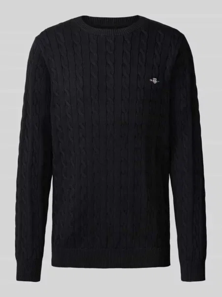 Sweter z dzianiny z okrągłym dekoltem Gant czarny