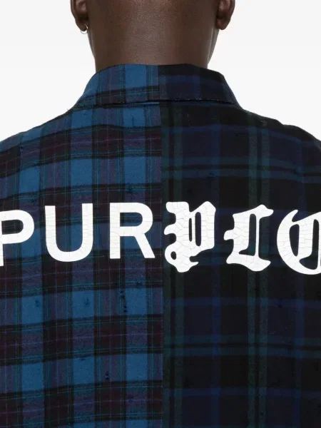 Карирана риза Purple Brand синьо