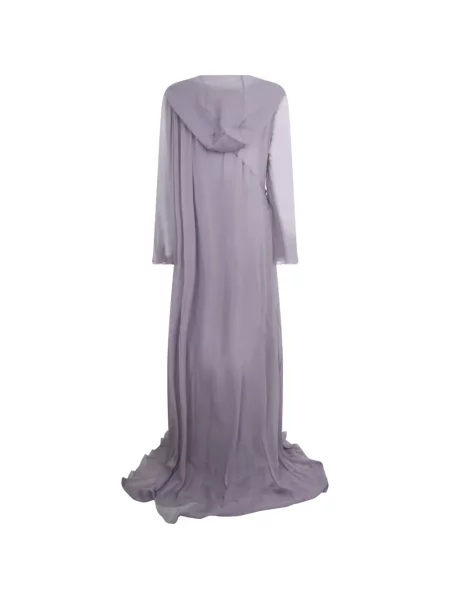 Rochie maxi Alberta Ferretti de mătase cu glugă violet