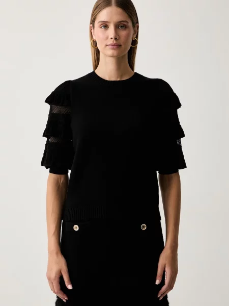 Twinset pulover pentru femei cu lână negru