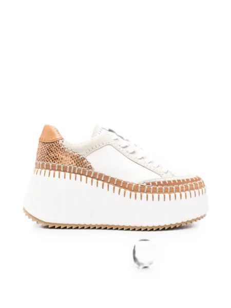 Sneakerși Chloé Nama cu platformă alb
