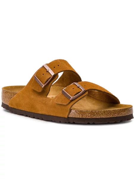 Замшевые шлепанцы Birkenstock коричневые