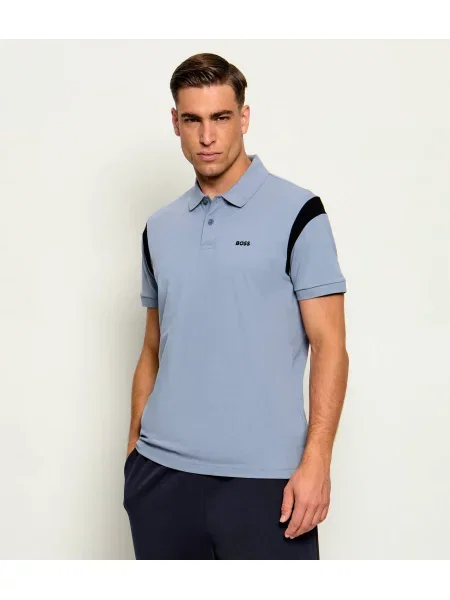 Tricou polo Boss Green stretch gri
