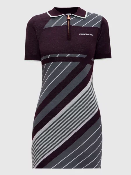 Сукня-поло з вовни мериноса у візерунок Casablanca сіра