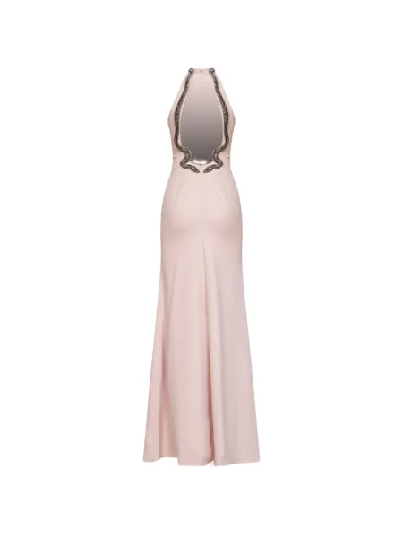 Rochie maxi Alina cu gât halter roz