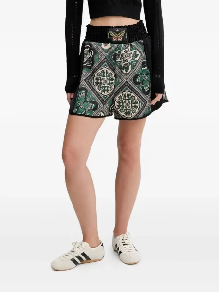 Geacă parka Adidas cu dungi cu glugă cu șireturi albastru