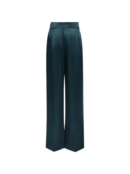 Pantaloni Another Tomorrow din satin verde