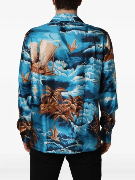 Selyem ing Dolce & Gabbana nyomtatás kék