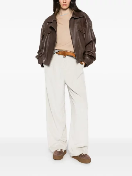 Pantaloni White Sand de catifea cord alb