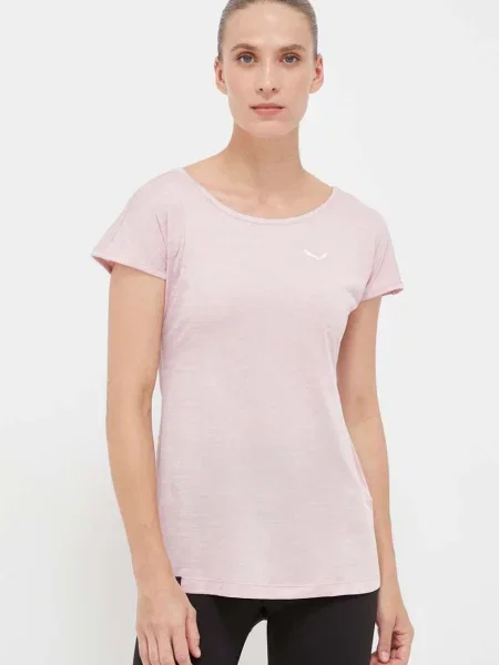 Меланжевая футболка Salewa розовая