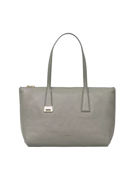 Furla torebka shopper skórzana Olivia M Tote zielona