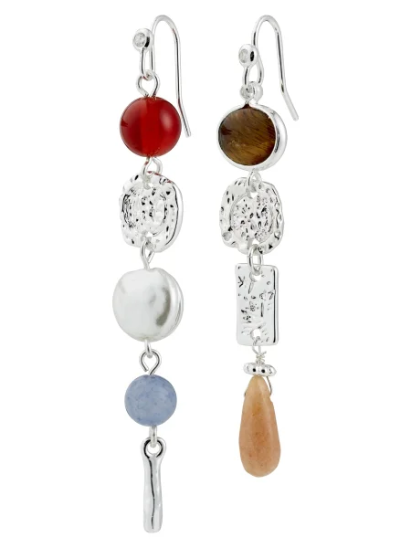 Pilgrim Uhani Sense svetlo modra / rjava / rubin / srebrna rdeča