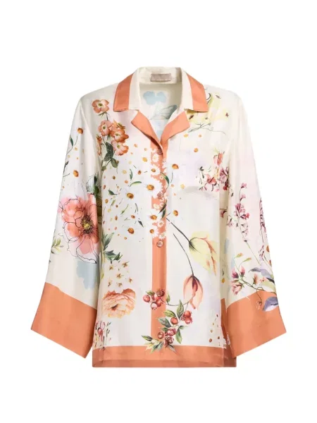 Cămașă Elie Saab de mătase cu model floral cu imagine