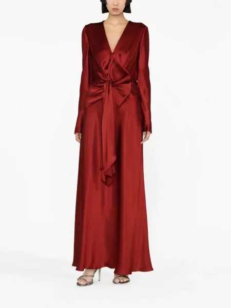 Drapiruotas suknele Alberta Ferretti su lankeliu raudona