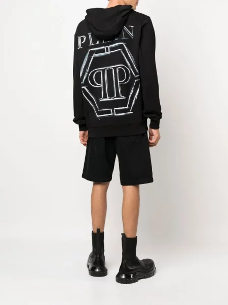 Hanorac cu glugă Philipp Plein cu imagine negru
