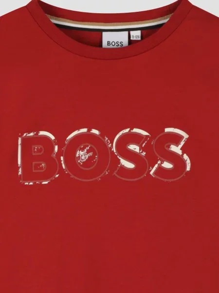 Детский лонгслив Boss красный