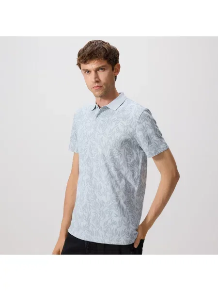 Reserved Polo tričko regular se vzorem bleděmodrá