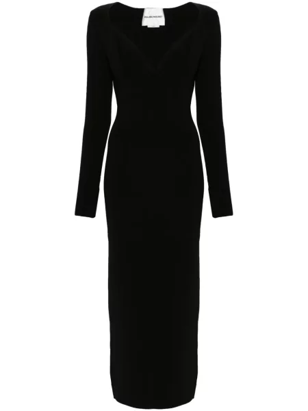 Rochie midi Roland Mouret tricotate plisată până la genunchi negru