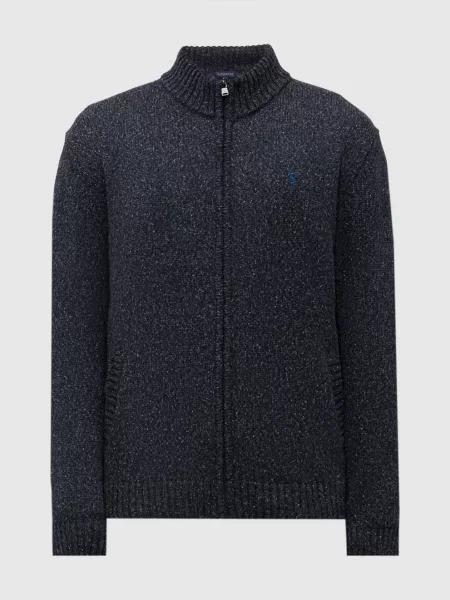 Кардиган з вовною мериноса та шовком Florentino синій