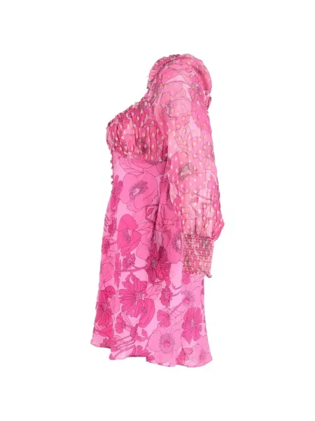 Rochie mini Rixo cu model floral cu imagine de costum roz