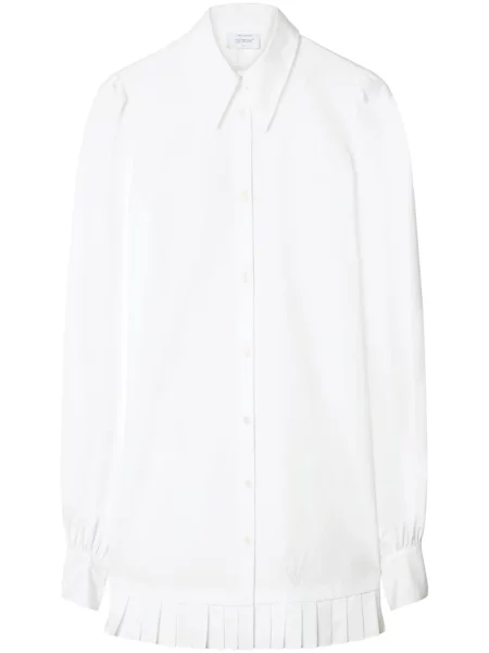 Rochie tip cămașă Off-white plisată din poplin de costum alb
