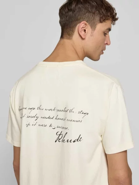 Koszulka z nadrukiem krój regular fit Rhude biała