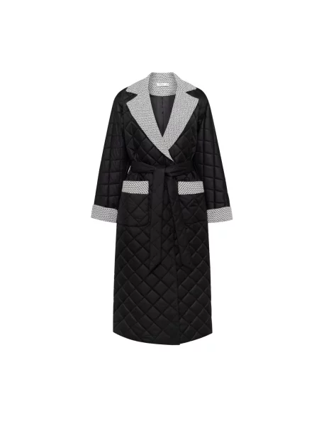 Стьобане пальто-халат Estro чорне
