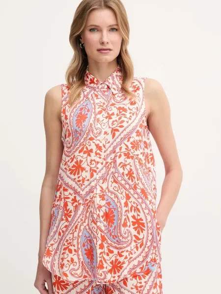 Marc Aurel cămașă femei cu guler clasic relaxed portocaliu