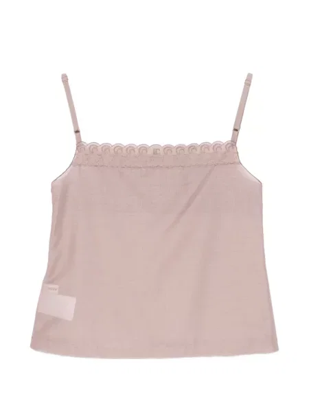 Top Low Classic cu broderie clasic roz