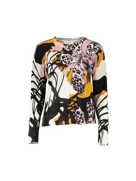 Wielobarwność sweter Desigual z długim rękawem różowy