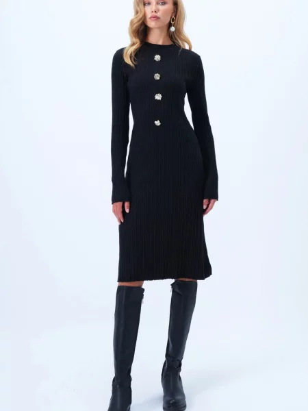 Trend Alaçatı Stili Rochie tricotat negru