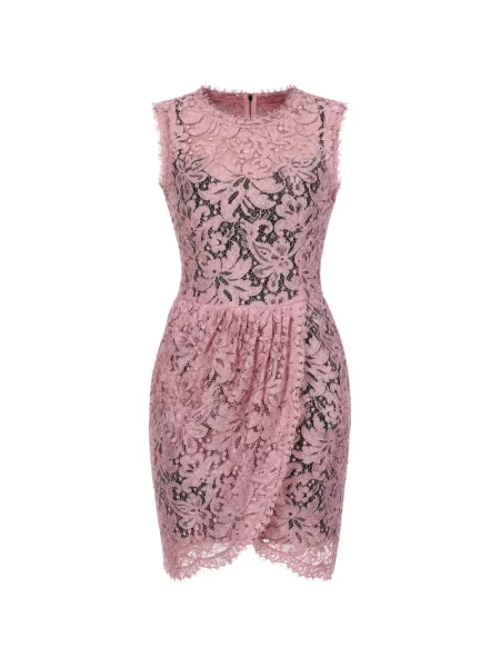 Rochie mini Dolce & Gabbana cu model floral din dantelă drapată roz