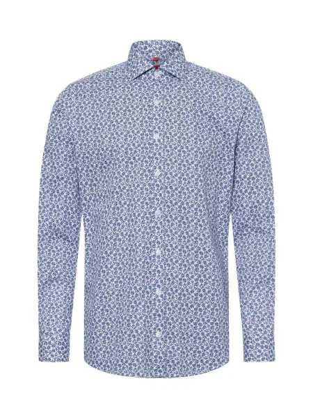 Finshley & Harding koszula biznesowa Easy Care Mężczyźni Slim Fit niebieski|biały wzorzysty 37 biała