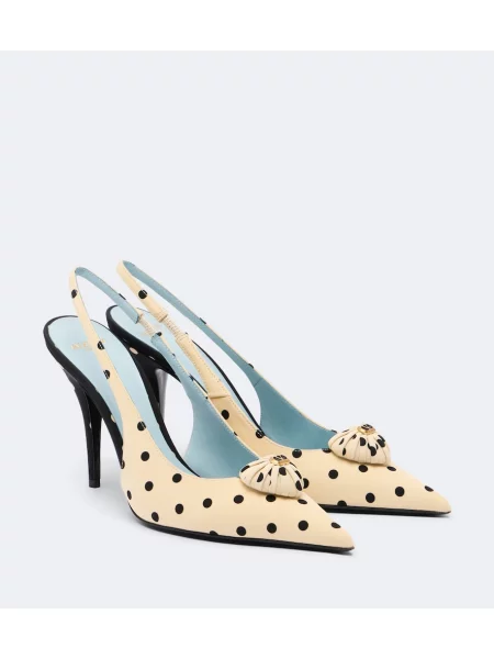 Pantofi cu toc Valentino Garavani cu buline slingback bej