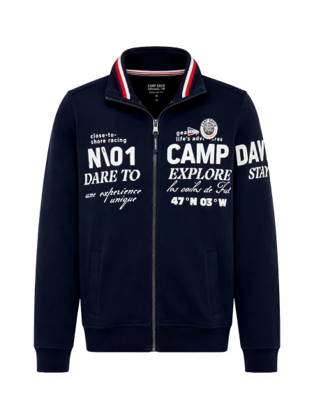 CAMP DAVID Ζακέτα φούτερ ναυτικό μπλε λευκό