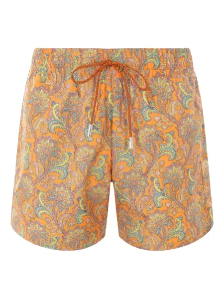 Slip de baie Etro cu imagine cu model paisley portocaliu