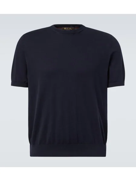 Tricou Loro Piana tricotate albastru