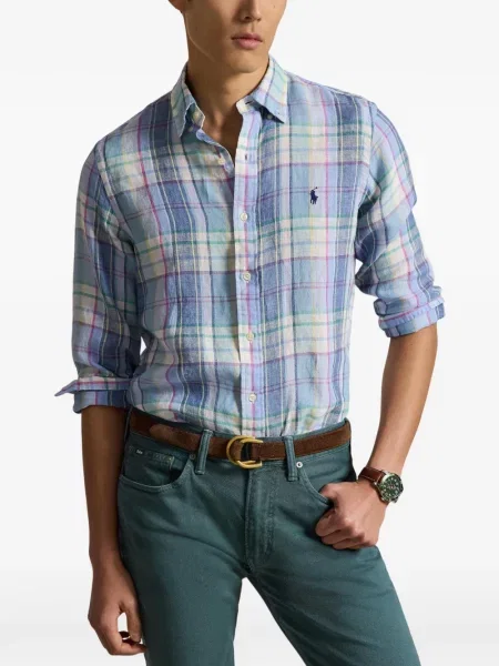 Czapka z daszkiem Polo Ralph Lauren w kratkę z twillu biznesowa niebieska