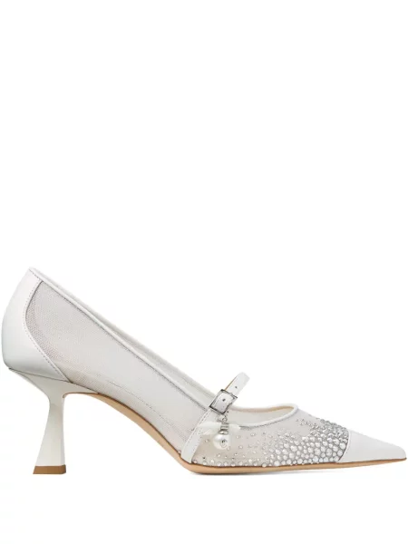 Pantofi cu toc Jimmy Choo plasă alb