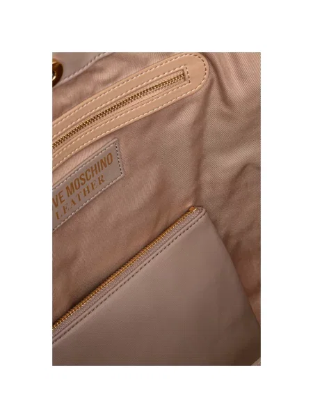Love Moschino torebka shopper z imitacji skóry beżowa