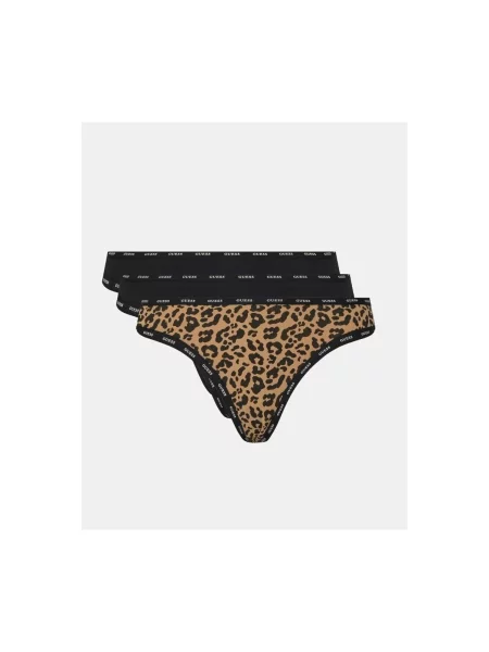 GUESS Tanga pielii / negru alb